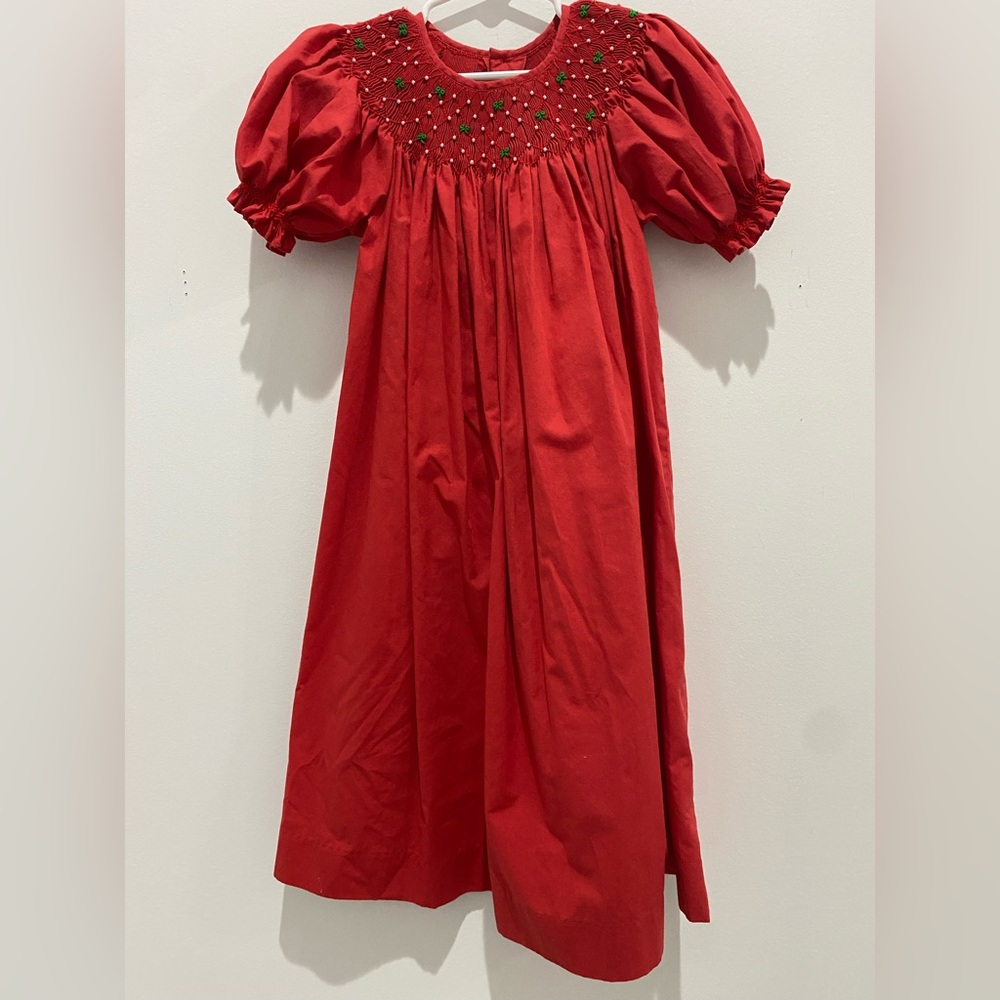 Red smocked girls dress size 4
